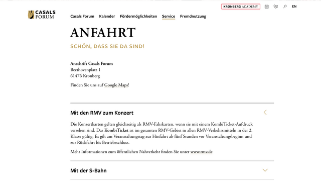 Screenshot Casals Forum Anfahrt