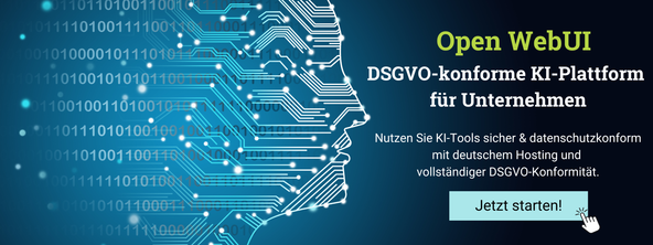 Blaues Bild mit gezeichnetem Kopf, der Binärcodes enthält und Schaltkreise