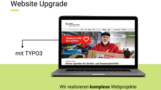 MacBook mit der Startseite der Website Aktion Deutschland Hilft