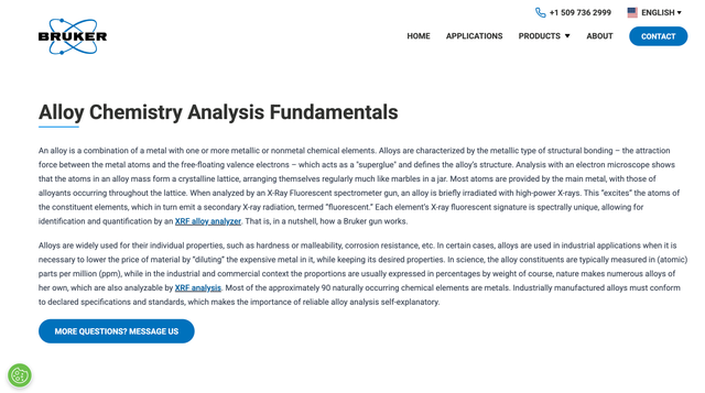 Screenshot der Bruker-Website
