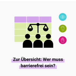 Grafik mit Tabelle im Hintergrund. Davor Silhouetten von Personen und einer Waage, die das Recht symbolisiert