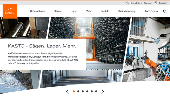 Screenshot der Kasto Website 