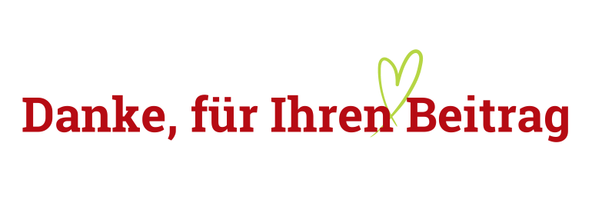 Rote Grafik Danksagung und grünes Herz