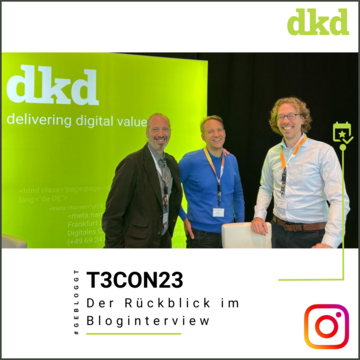 Foto von 3 Mitarbeitern (2 GF) der dkd auf der t3con