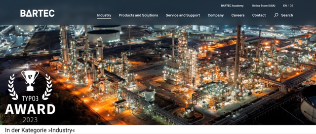 Umsetzung eines MVP für die BARTEC Top Holding GmbH Screenshot der BARTEC-Website
