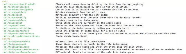 Available solrconsole commands Available solrconsole commands