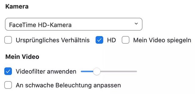 Screenshot Zoom Kamera Einstellungen Screenshot Zoom Kamera Einstellungen