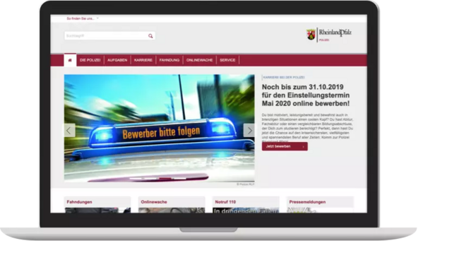 Desktopansicht: Relaunch Polizei-Website | Landesregierung Rheinland-Pfalz