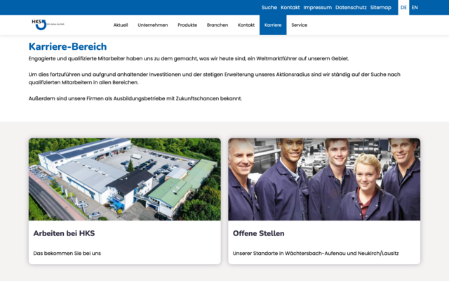 Screenshot HKS-Webseite Karriere