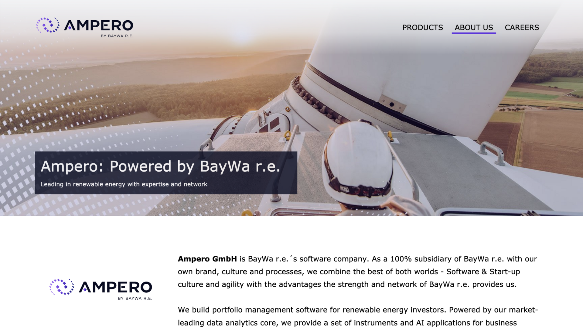 Screenshot der Ampero-Website | Über uns