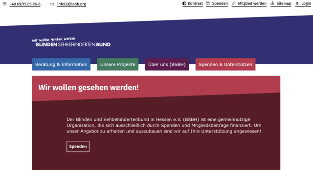 Screenshot der Website vom BSBH