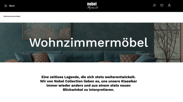 Screenshot der Website NOBEL Collection | Wohnzimmermöbel