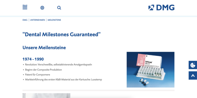 dmg-dental.com Meilensteine