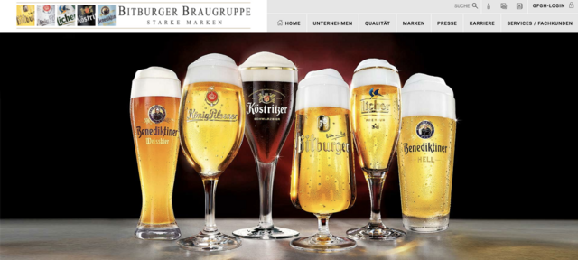 Screenshot Website der Bitburger Braugruppe GmbH