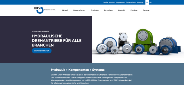 Screenshot der Website von HKS Dreh-Antriebe GmbH® | Startseite