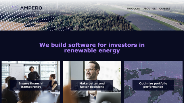 Screenshot der Ampero-Website Startseite