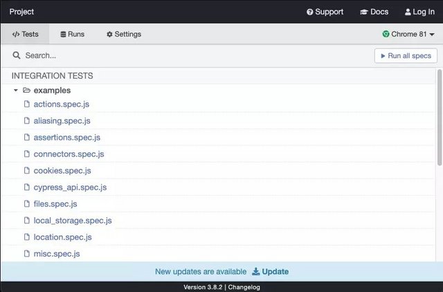 Screenshot: Ordner {your_project}/cypress/integration/examples in Cypress Screenshot: Ordner {your_project}/cypress/integration/examples in Cypress
