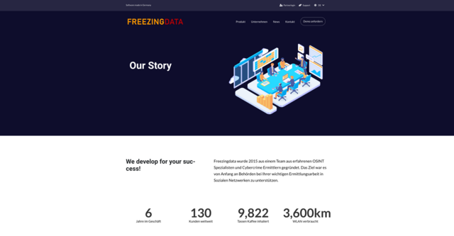 Screenshot der Website Freezingdata